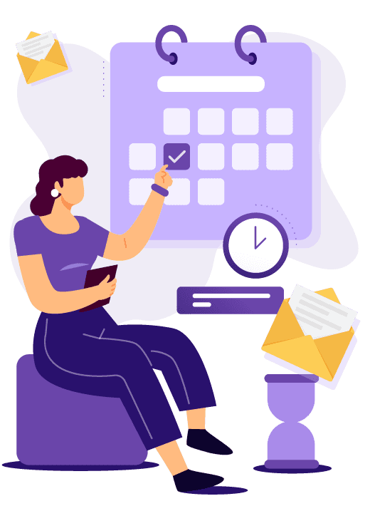Visual representation of scheduling the date and time.